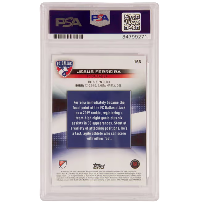 Jesus Ferreira Signed 2021 Topps MLS FC Dallas #166 – PSA Authentic